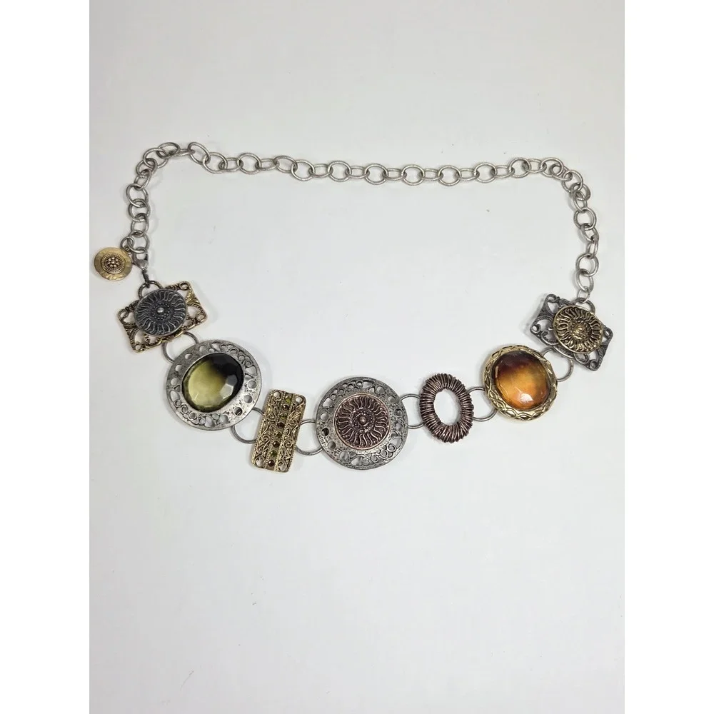 Vtg Y2k Chico's metal chain link belt Sz M Boho